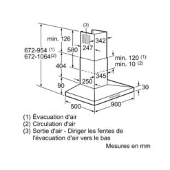 Máy hút mùi treo tường Bosch DWW097A50 4 Kích thước của Máy hút mùi treo tường Bosch DWW097A50