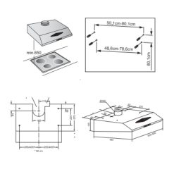 Kích thước lắp máy hút mùi cổ điển Bosch DHU935HME