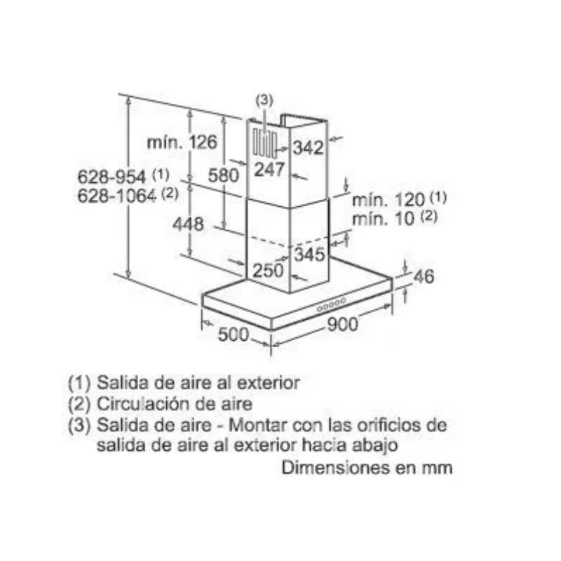 Kích thước máy hút mùi Bosch DWB097A50 Kích thước máy hút mùi Bosch DWB097A50