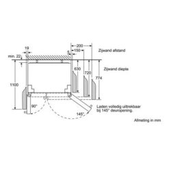 Kích thước tủ lạnh side by side Bosch KAI90VI20