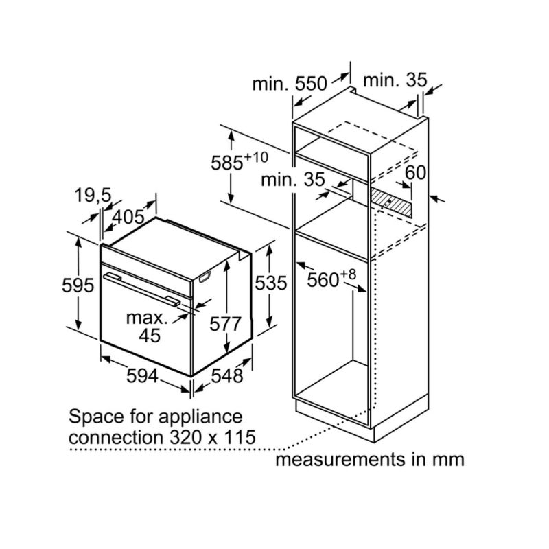 Kích thước Lò nướng Bosch HBG633BS1J Kích thước Lò nướng Bosch HBG633BS1J