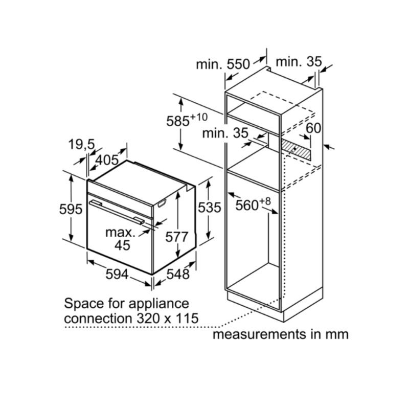 Kích thước Lò nướng Bosch HBG633BS1A Kích thước Lò nướng Bosch HBG633BS1A
