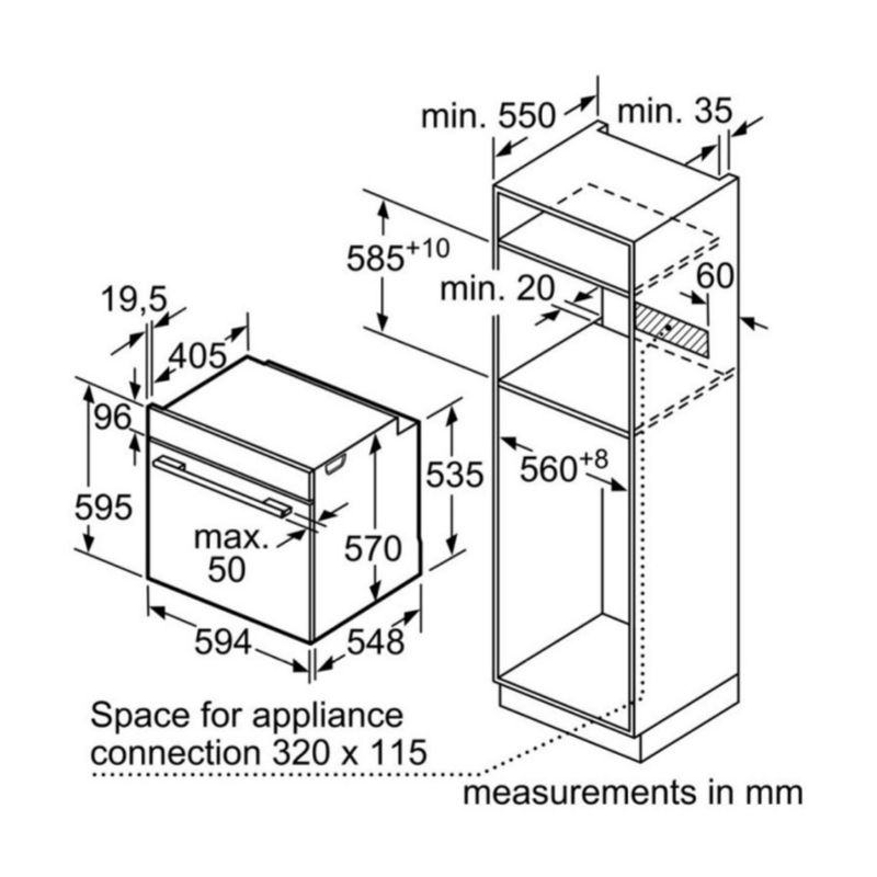 Kích thước Lò nướng Bosch HBG5575S0A Kích thước Lò nướng Bosch HBG5575S0A
