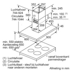Kích thước máy hút mùi đảo Bosch DIB97JP50