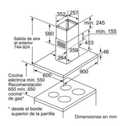 Máy hút mùi đảo Bosch DIB091E50 6 Kích thước Máy hút mùi đảo Bosch DIB091E50