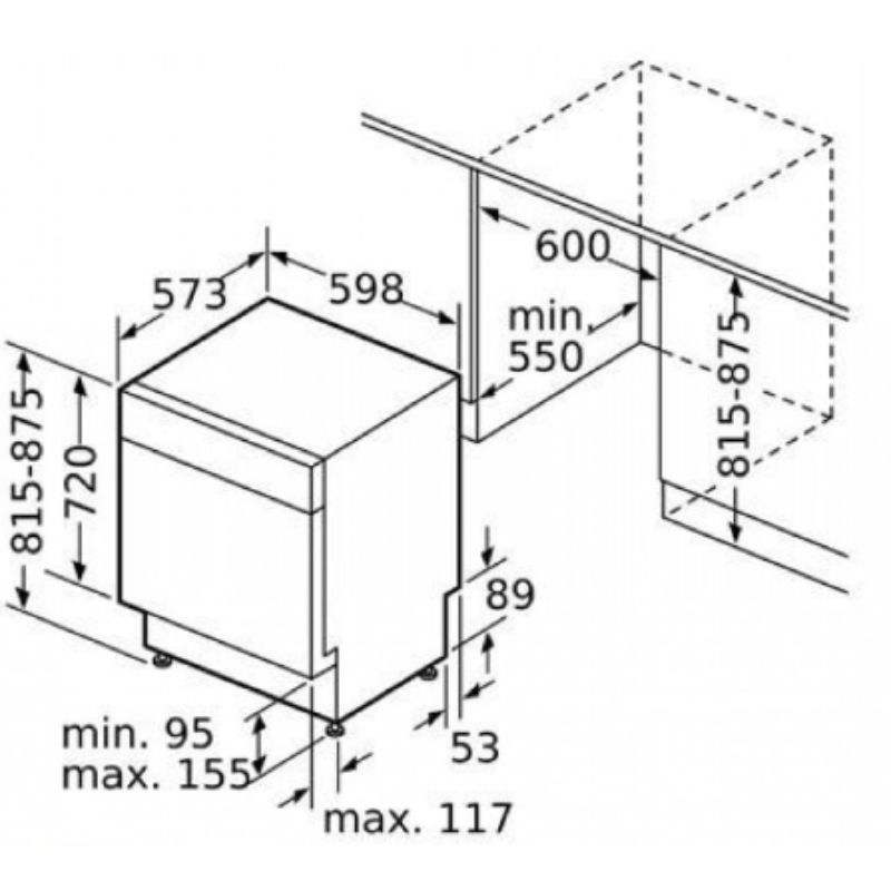 Kích thước máy rửa bát Bosch SMU6ECS57E serie 6 Kích thước máy rửa bát Bosch SMU6ECS57E serie 6