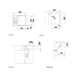 Kích thước chậu rửa bát Blanco TIPO 45 S Mini
