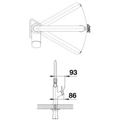 Kích thước vòi rửa bát Blanco SOLENTA-S