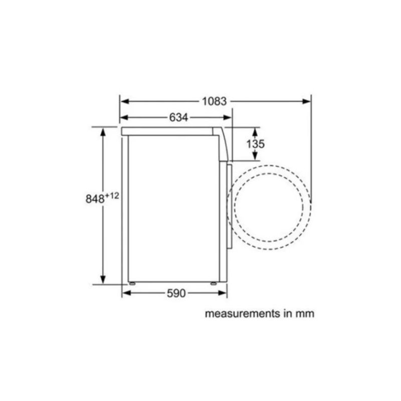Kích thước của Máy giặt Bosch WAW28480SG Kích thước của Máy giặt Bosch WAW28480SG